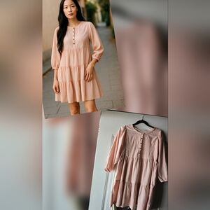 Old Navy Pink Embroidered Peasant Mini Dress XL